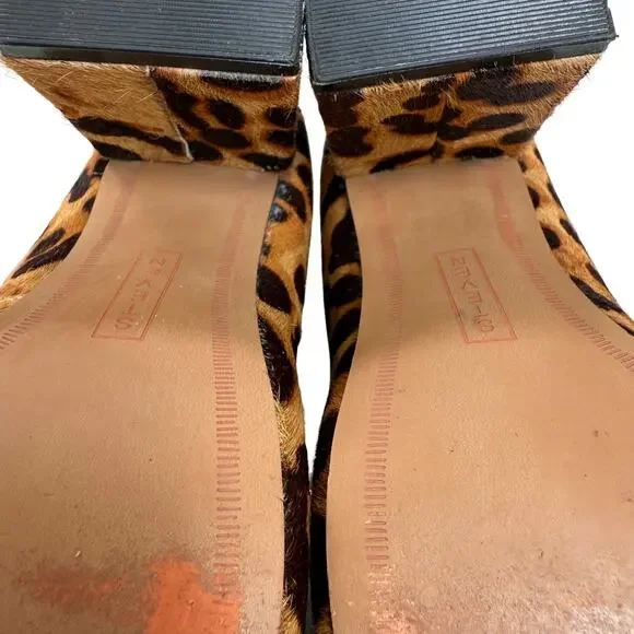 Steven Pamina Block Heel Leopard Print Shoes 6.5M Calf Hair Mob Wife Office Work - Picture 13 of 13
